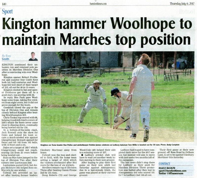 Kington hammer Woolhope to maintain Marches top position